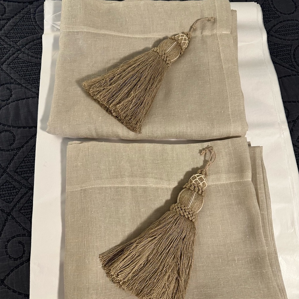Flax Linen Curtains with Tassle Tiebacks
